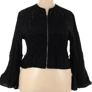 NWT Muse Couture Black w/Silver Stripes Smocked Waist Jacket Size 20 (US 10)